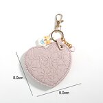 Keychain Mirror Manufacturer - Women Girls Portable Mini Heart-Shaped Cosmetic Compact Travel PU Leather