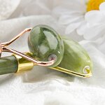 Facial Roller Manufacturer - Beauty Product Tools Self-Care Gift Custom LOGO Ridged Green Jade Massager