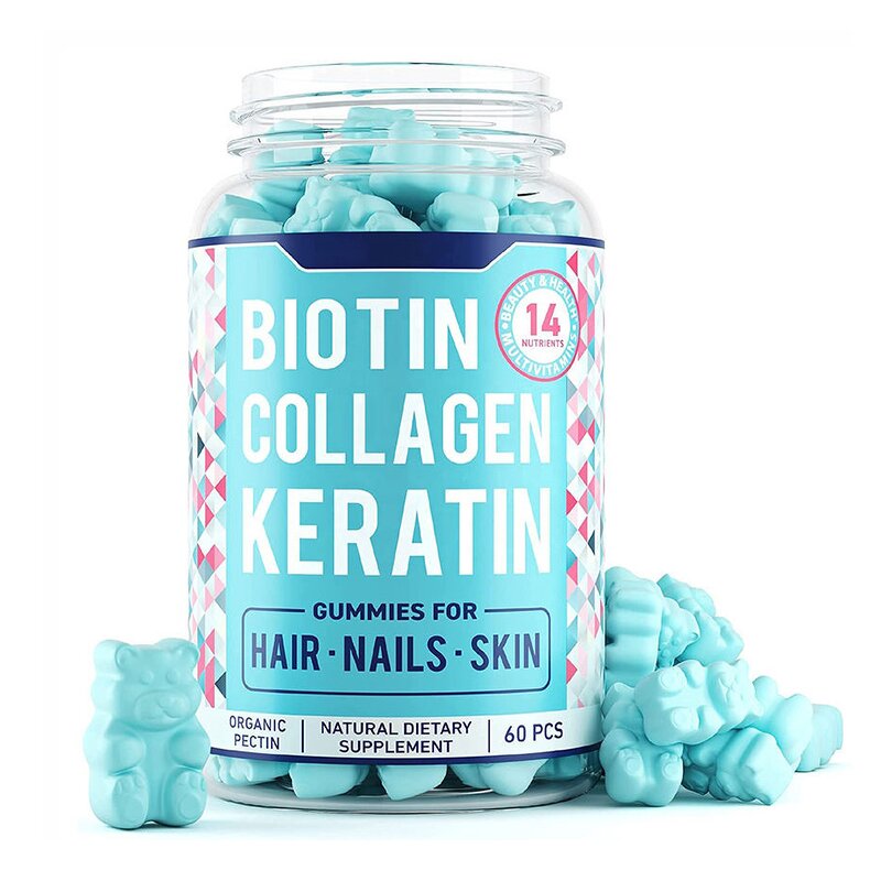 Biotin Collagen Gummies - Hot Sale Private Label Vegan Bear Vitamins Hair Skin Nails