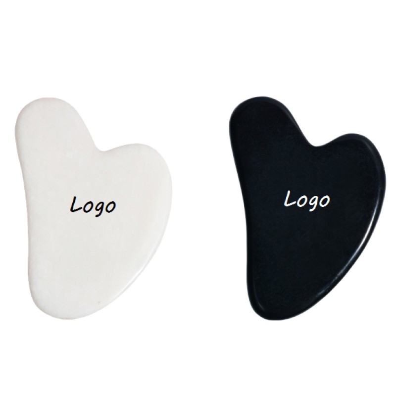 Jade Gua Sha Manufacturer - Custom Logo Natural White Black Stone