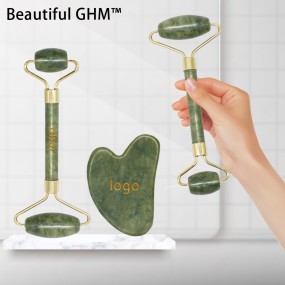 玉石滚轮套装工厂-天然绿色刮痧面部工具套