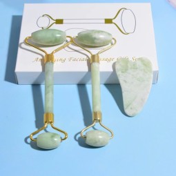 刮痧套装生产商-面部天然绿色玉石滚轮