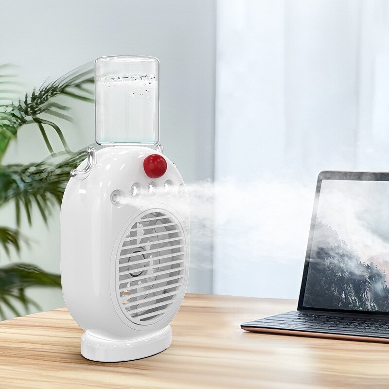 3 in 1 Mini Cooler Fan - USB Water Mist Air Freshener Desktop Humidifier LED