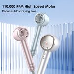 High Speed Ionic Hair Dryer - Fast Drying 3 Wind Speeds Professional Low Noise