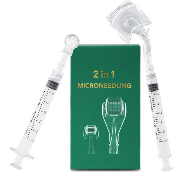 Dermaroller System Manufacturer - 2-in-1 Titanium 1.5mm Needle Syringe for Home Use Face Eye Lip