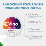 Caffeine Nootropic Pouches - Vigo 200mg Custom Nicotine-free Natural Ingredients