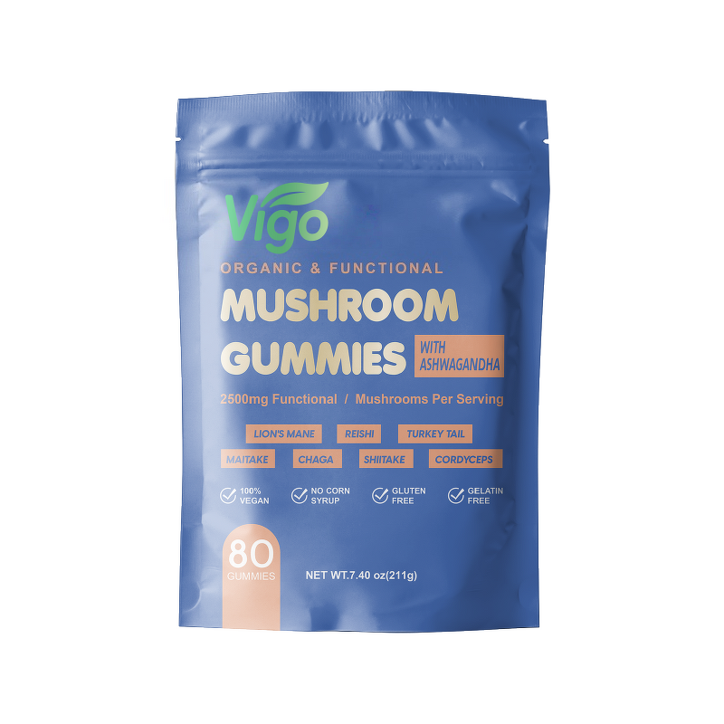 Mushroom Gummies - Vigo Custom Vegan Reishi Cordyceps Ashwagandha Lion's Mane