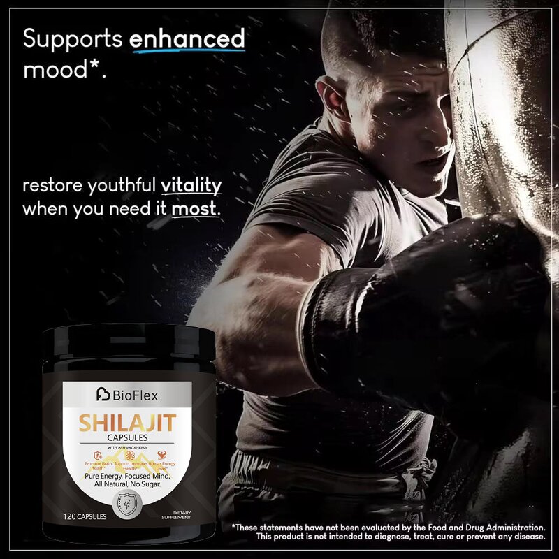 Shilajit Capsules - Private Label 120 Count Lions Mane Ashwagandha Immunity
