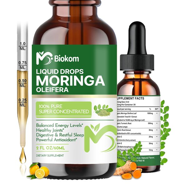 Moringa Liquid Drops - OEM Turmeric Vitamin C E Black Pepper Energy Immune