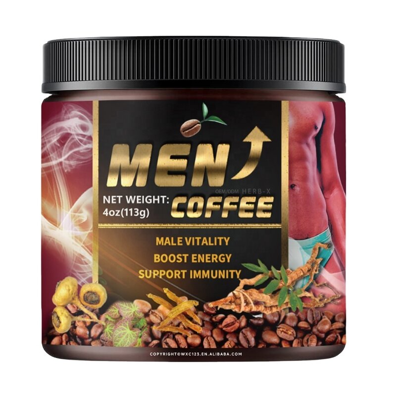 Man Power Energy Coffee - Instant Tongkat Ali Ginseng Black Maca Male Vitality Private Label