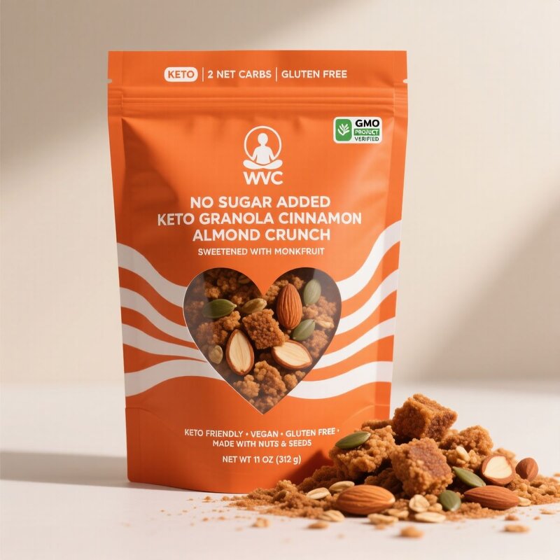 Keto Cinnamon Almond Granola - Free Sample No Sugar Vegan Gluten Grain Free Monk Fruit