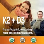 Vitamin K2 D3 Capsules - Non-GMO Bone Heart Health Support Supplement