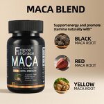 Maca Root Capsules - 1500mg Black Red Yellow Peruvian Penis Enlargement