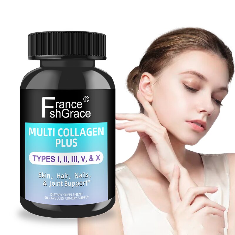 Multi Collagen Capsules - Type I II III V X Vitamin C Hyaluronic Acid 90 Count
