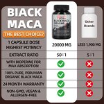 Black Maca Capsules - 60 Count Energy Health Men Women Supplement