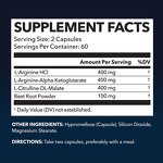 L-Arginine Capsules - 120 Count Energy Fitness Goals Support Supplement