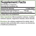 Ginkgo Biloba Capsules - Extra Strength Brain Function Memory Support Supplement