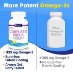 Omega Softgels - 565mg 180 Count Organic Mood Health Men Women