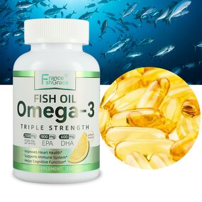 Omega 3 Fish Oil - 2500mg Lemon Flavor 900mg EPA 600mg DHA 90 Softgels