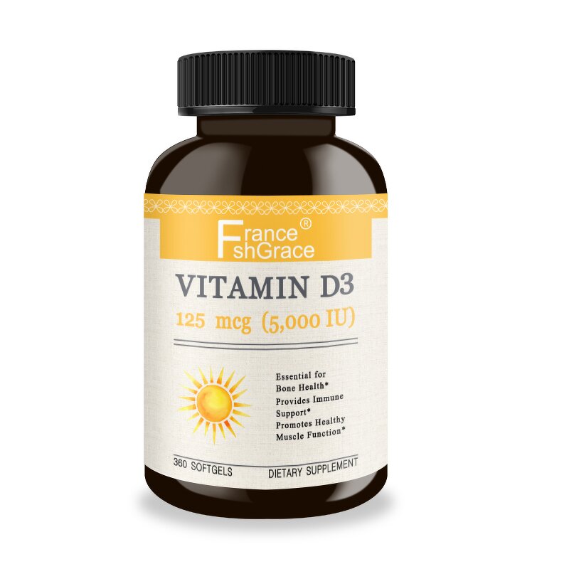 Vitamin D3 Capsules - 5000iu Immune Muscle Bone Health Support Supplement