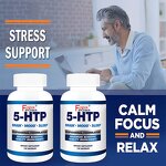 5-HTP Capsules - 120 Count Mood Sleep Support Immediate Benefits Adult