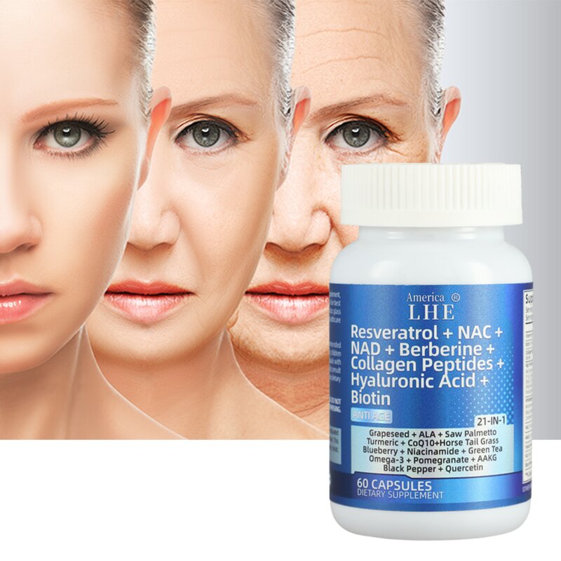 NAD+ Capsules - Resveratrol Berberine Hyaluronic Acid Biotin Collagen