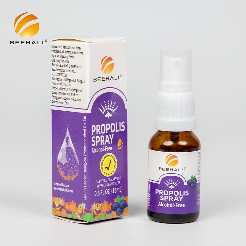 Propolis Factory Hot Sale Alcohol-Free Blueberry Flavor Propolis Oral Spray ODM