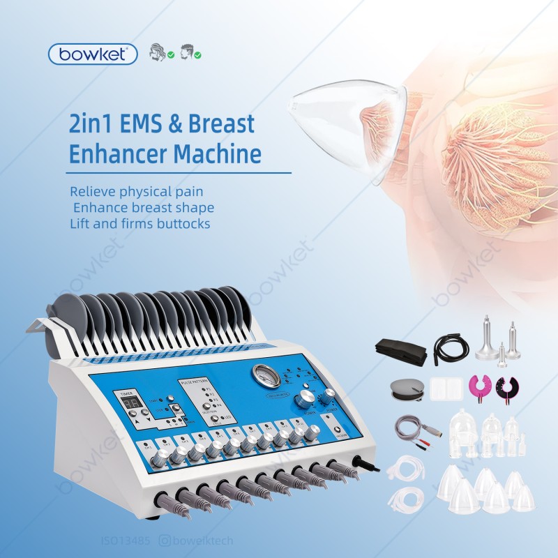 Electric Muscle Stimulator Factory - Bowket 2in1 Breast Massager Silicone Body Vacuum Therapy Spa
