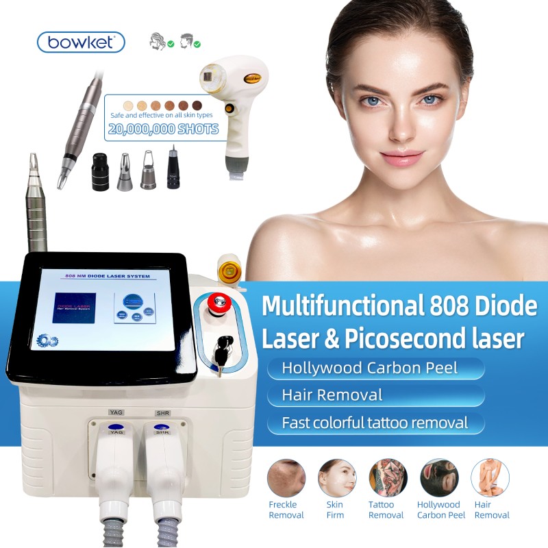 Q Switch Laser Factory - Aesthetics Painless 2 In1 Tattoo Removal 755 808 1064 Diode Laser