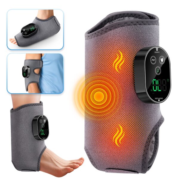 Wireless Ankle Massager - Rechargeable Heating Vibration Foot Wrap Therapy
