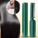 CE Hair Straightener - Wireless 2-in-1 Curling Iron Negative Ion Electric Brush