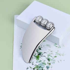 2-in-1 Gua Sha Roller - Portable Custom Logo Zinc Alloy Facial Body Tool