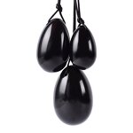 Obsidian Yoni Egg Set - 4pcs Drilled Gemstone Ben Wa Balls Kegel Tool