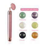 Vibrating Jade Roller - Newest 24k Gold Rose Quartz Energy Facial Bar Tool