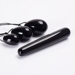 Obsidian Yoni Egg Set - 4pcs Drilled Gemstone Ben Wa Balls Kegel Tool