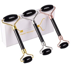 Obsidian Jade Roller - XINGHUI 100% Natural Stone Face Neck Gua Sha Tool