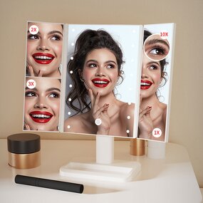Makeup Mirror Manufacturer - Latest Foldable Vanity LED Lighted Touch Screen 1X-10X Magnification