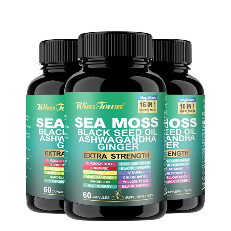 Sea Moss Capsules Factory - Private Label Irish Sea Moss Black Seed Oil Ashwagandha Multivitamin Sea Moss Capsules