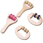 Wooden Therapy Roller - Handheld Face Body Neck Leg Cellulite Massage Tool