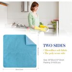 Microfiber Cleaning Cloth - 12x12 Inch Kitchen Dish Rag Scouring 5 Color Tool