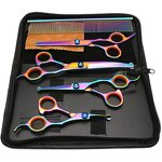 Dog Grooming Scissors - Best Quality 3 Curved Pet Set with Comb Grooming Tool