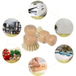 Bamboo Cleaning Brush Set - Wholesale Natural Wood Kitchen Dish Pot Washing Tool