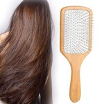 Round Wooden Hair Brush - Professional Laser Bamboo Metal Pin Scalp Massage Tool