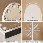 Lighted Vanity Mirror - 360° Rotation 3 Color Dimmable Metal Makeup Tool