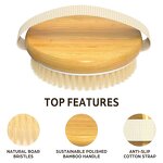 Round Wood Bath Brush - Felicare WSFG-698 Boar Bristle Natural Shower Tool