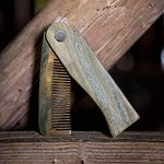 Folding Beard Comb - High Quality Green Sandalwood Travel Men Grooming Tool
