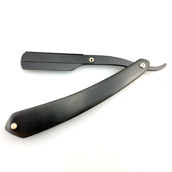 Straight Safety Razor - Single Blade Black Stainless Steel Barber Shaving Tool