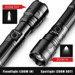 Tactical LED Flashlight - Powerful Rechargeable Zoom Super Bright Mini Torch