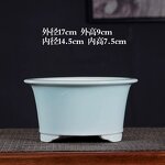 Ceramic Flower Pot - Rectangular Square Drainage Hole Home Office Desk Decor Tool