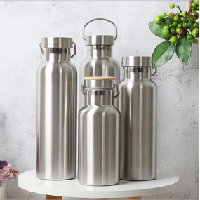 Stainless Steel Bottle - Insulated Water Container with Bamboo Lid Drinkware